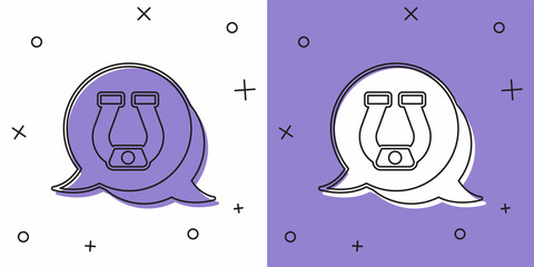 Set Horseshoe icon isolated on white and purple background. Vector