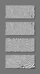 Hallucination. Optical illusion. Twisted illustration. Abstract futuristic background of stripes. Dynamic wave. Vector.	
