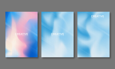 Summer season blurred backgrounds set with abstract soft color gradient patterns. Summertime collection for brochures, posters, banners, flyers and cards. Vector illustration.