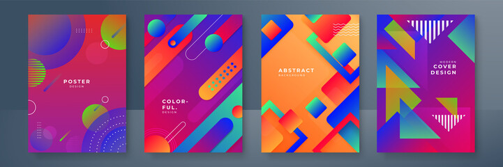 Abstract geometric pattern background texture for poster cover design. Minimal color gradient banner template. Modern vector wave shape for brochure