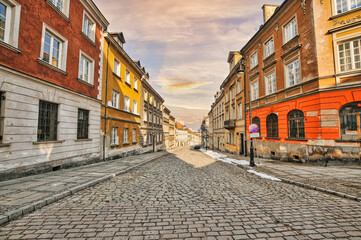Road with stone in Warsaw,Poland