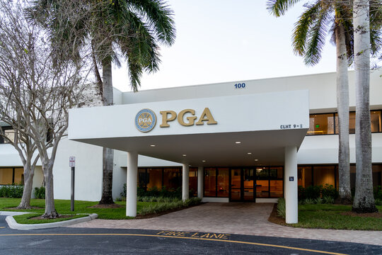 Palm Beach Gardens, FL, USA - January 2, 2022: PGA Of America Headquarters In Palm Beach Gardens, FL, USA. The Professional Golfers' Association Of America Is An American Organization.  