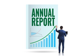Fototapeta premium Businessman in annual report concept