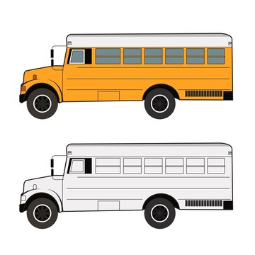 vintage school bus side view illustration vecto design