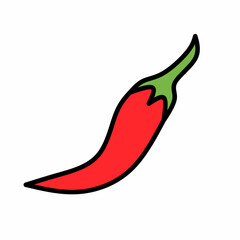 Chili line icon in colored linear style isolated on white background. Pictogram symbol and illustration for logo. Thin black line vector.