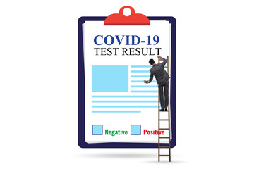 Man in the coronavirus covid-19 test concept