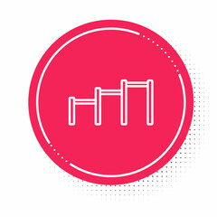 White line Sport horizontal bar icon isolated on white background. Red circle button. Vector