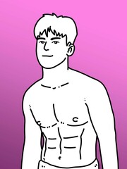 cute man cartoon on color background