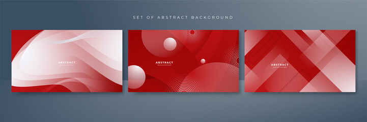 Set of red abstract background