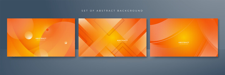 Set of abstract colorful orange background