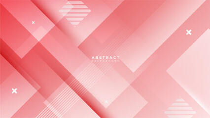 Red abstract background with white geometric shapes