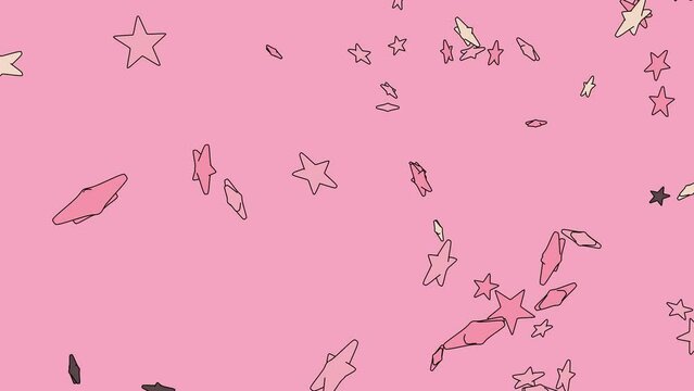 Toon pink star objects on pink background.
Toon style confetti animation for background.
