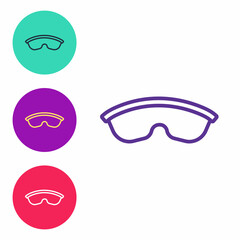 Set line Safety goggle glasses icon isolated on white background. Set icons colorful. Vector