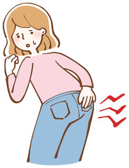 お尻の痛い女性 イラスト