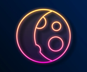 Glowing neon line Moon phases icon isolated on black background. Vector