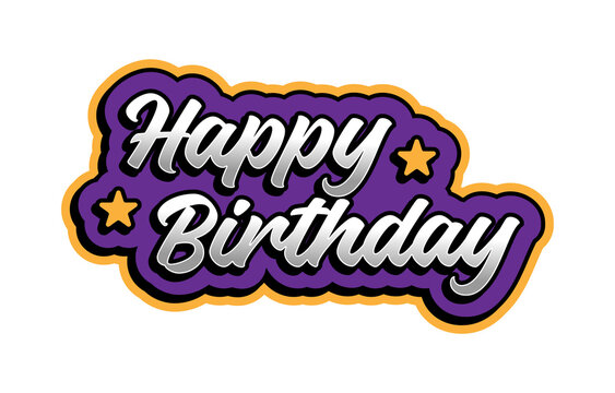 happy birthday cute typography headline or sticker vector design element
