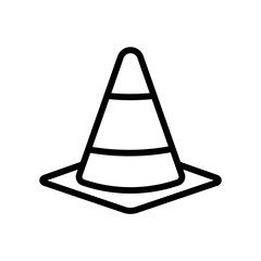 Traffic cone vector icon. Cone warning line symbol.
