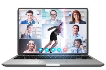 Fototapeta na wymiar Videoconferencing concept with people in online call