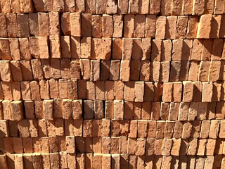 Close-up on pile of massive building bricks