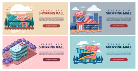 Shopping mall vector set collection graphic design