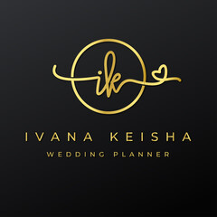 Beauty and fashion logo with gold color luxury logo