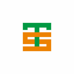 Obraz premium letter ts simple linked geometric line colorful logo vector