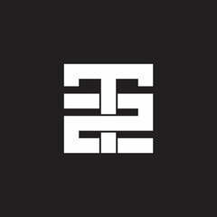 letter t2 overlap line simple geometric line logo vector