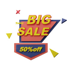 summer theme 3d illustration with big sale