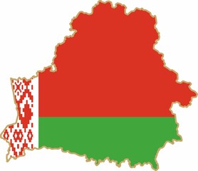 Vector color map of the Republic of Belarus. Flag of the Slavic state. Symbol of the Central Territory of Europe..