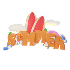 summer vacation beach theme 3d illustration with summer sale