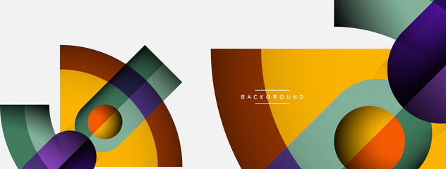 Geometric abstract background. Round shapes, circles, lines composition for wallpaper banner background or landing page