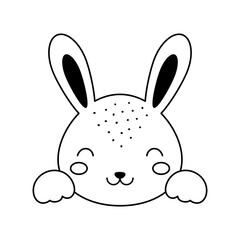 Cute hare head in Scandinavian style. Animal face for kids t-shirts, wear, nursery decoration, greeting cards, invitations, poster, house interior. Vector stock illustration