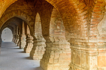Fototapeta na wymiar Rasmancha Temple, Bishnupur , India - Old brick temple made in 1600. UNESCO Heritage site.