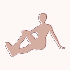 Silhouette of sitting young woman in thin line style