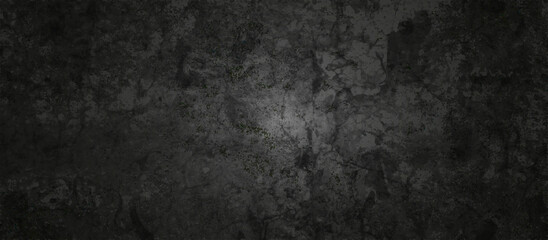 Fototapeta Black stone concrete grunge texture and backdrop background anthracite panorama. Panorama dark grey black slate background or texture. obraz
