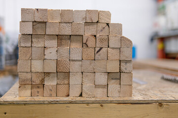 Obraz premium Wood Stacked in Lumberyard from a sawmill