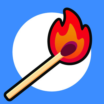 Cerillo en llamas vector icono