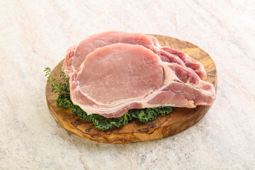 Raw pork loin for coocking