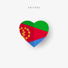 Eritrea heart shaped flag. Origami paper cut Eritrean national banner. 3D vector illustration isolated on white with soft shadow.