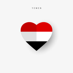 Fototapeta premium Yemen heart shaped flag. Origami paper cut Yemeni national banner. 3D vector illustration isolated on white with soft shadow.