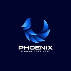 Vector Logo Illustration Phoenix Gradient Colorful Style.