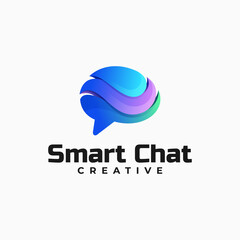 Vector Logo Illustration Smart Chat Gradient Colorful Style.