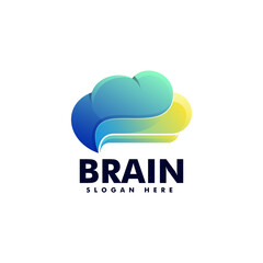 Vector Logo Illustration Brain Gradient Colorful Style.