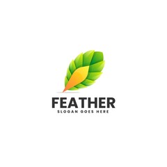 Fototapeta premium Vector Logo Illustration Feather Gradient Colorful Style.