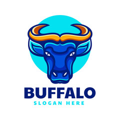 Vector Logo Illustration Bull Simple Mascot Style.