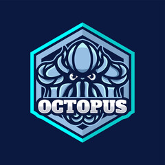 Vector Logo Illustration Octopus E Sport and Sport Style.