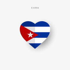 Fototapeta premium Cuba heart shaped flag. Origami paper cut Cuban national banner. 3D vector illustration isolated on white with soft shadow.