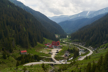 Mountain resort and winding road