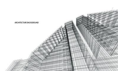3d wireframe of building. sketch design.Vector