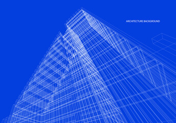 Fototapeta na wymiar 3d wireframe of building. sketch design.Vector